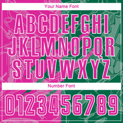 Custom Graffiti Pattern Deep Pink-Kelly Green Scratch Sublimation Soccer Uniform Jersey