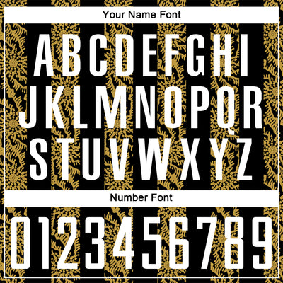 Custom Black White-Old Gold Abstract Shape Sublimation Soccer Uniform Jersey