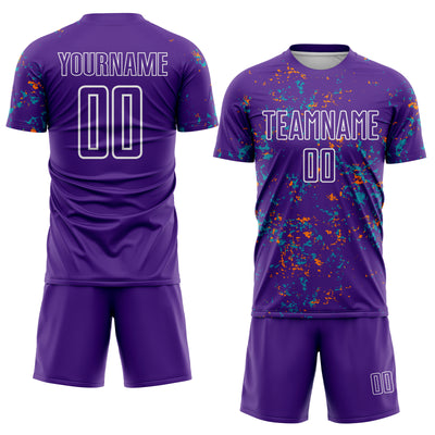 Custom Purple Bay Orange-Teal Abstract Fragment Art Sublimation Soccer Uniform Jersey