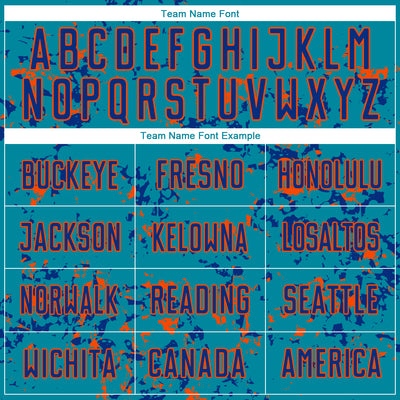Custom Teal Royal-Orange Abstract Fragment Art Sublimation Soccer Uniform Jersey