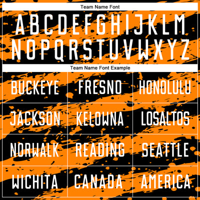 Custom Black White-Bay Orange Splash Sublimation Soccer Uniform Jersey