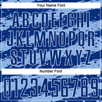 Custom Royal Light Blue-White Splash Sublimation Soccer Uniform Jersey