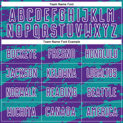 Custom Purple Teal-White Splash Sublimation Soccer Uniform Jersey