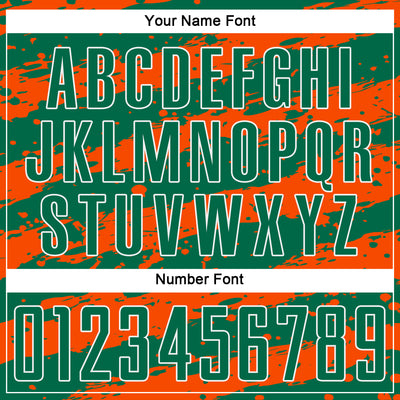 Custom Kelly Green Orange-White Splash Sublimation Soccer Uniform Jersey