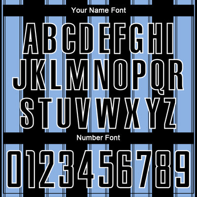 Custom Black Light Blue-White Line Sublimation Soccer Uniform Jersey