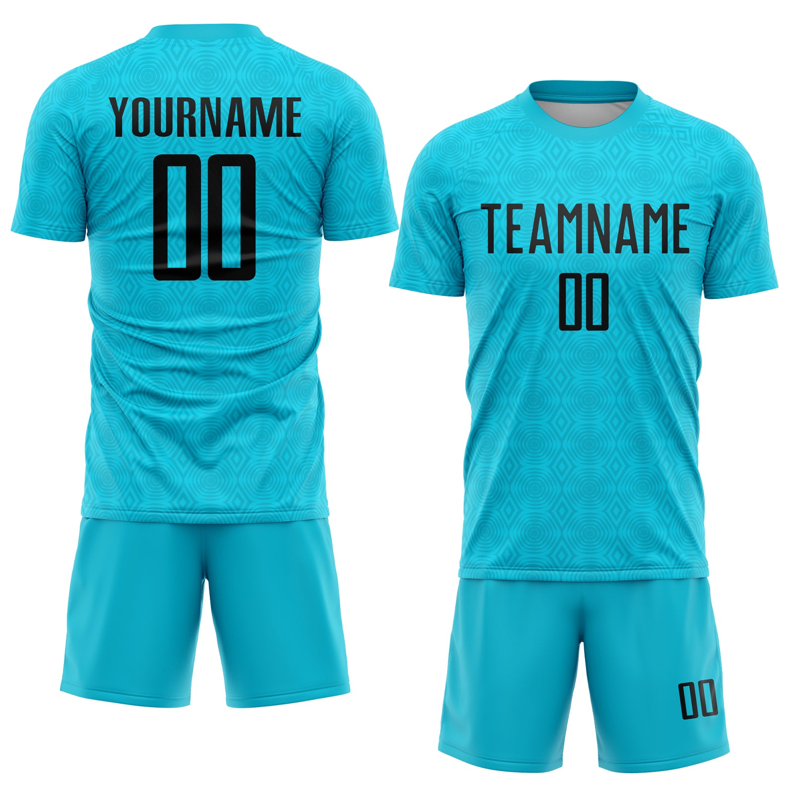 Custom Lakes Blue Black Geometric Shapes Sublimation Soccer Uniform Jersey
