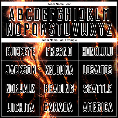 Custom Black Gold-White Flame Sublimation Soccer Uniform Jersey