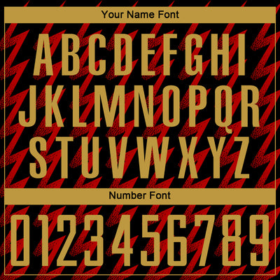 Custom Black Old Gold-Red Zigzag Shape Sublimation Soccer Uniform Jersey