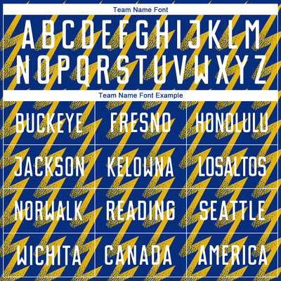 Custom Royal White-Yellow Zigzag Shape Sublimation Soccer Uniform Jersey