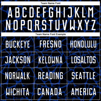 Custom Black White-Royal Abstract Network Splash Sublimation Soccer Uniform Jersey