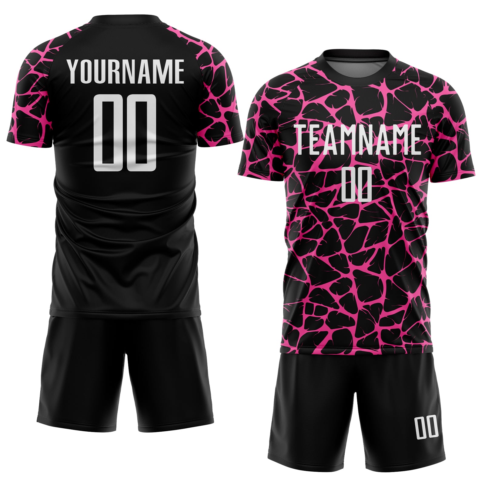 Custom Black White-Pink Abstract Network Splash Sublimation Soccer Uniform Jersey