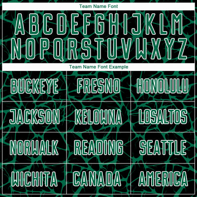 Custom Black Kelly Green-White Abstract Network Splash Sublimation Soccer Uniform Jersey