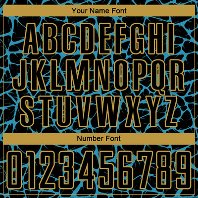 Custom Black Panther Blue-Old Gold Abstract Network Splash Sublimation Soccer Uniform Jersey