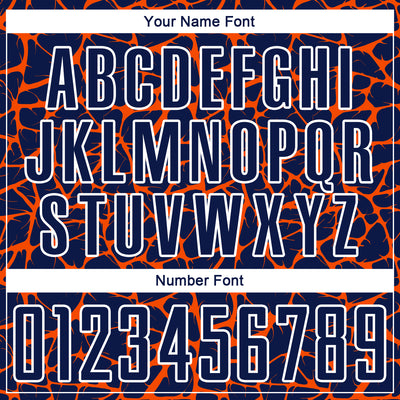 Custom Navy Orange-White Abstract Network Splash Sublimation Soccer Uniform Jersey