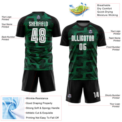 Custom Black White-Kelly Green Line Sublimation Soccer Uniform Jersey