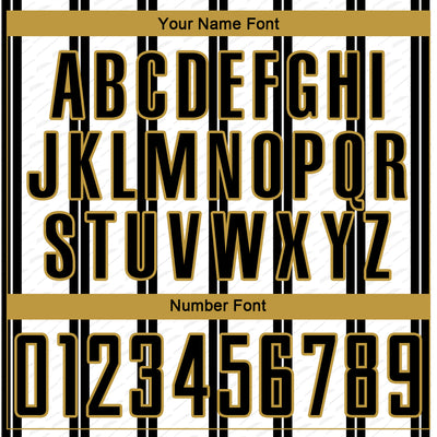 Custom Black White-Old Gold Line Sublimation Soccer Uniform Jersey