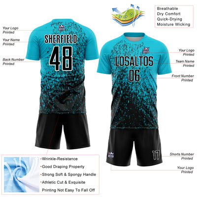 Custom Lakes Blue Black-White Abstract Fragment Art Sublimation Soccer Uniform Jersey