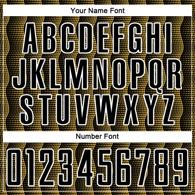 Custom Black Old Gold-White Geometric Shape Sublimation Soccer Uniform Jersey