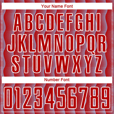 Custom Red Light Blue-White Geometric Shape Sublimation Soccer Uniform Jersey