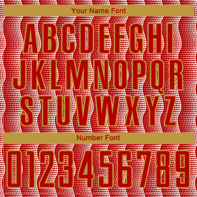 Custom Red Old Gold-White Geometric Shape Sublimation Soccer Uniform Jersey