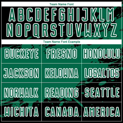 Custom Black Kelly Green-White Splash Sublimation Soccer Uniform Jersey