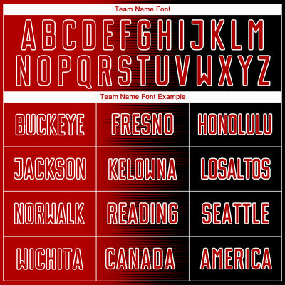 Custom Black Red-White Gradient Line Sublimation Soccer Uniform Jersey