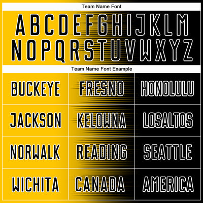 Custom Black Yellow-White Gradient Line Sublimation Soccer Uniform Jersey