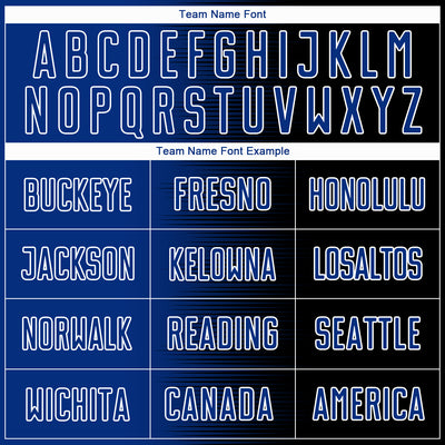 Custom Black Royal-White Gradient Line Sublimation Soccer Uniform Jersey