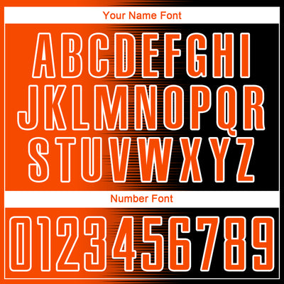 Custom Black Orange-White Gradient Line Sublimation Soccer Uniform Jersey