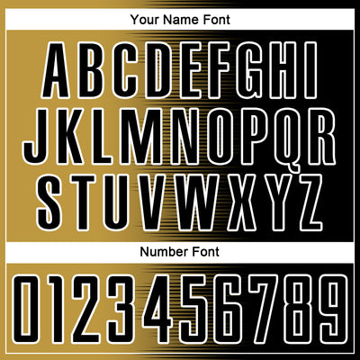 Custom Black Old Gold-White Gradient Line Sublimation Soccer Uniform Jersey