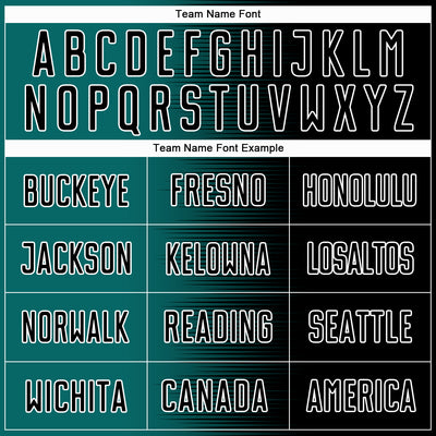 Custom Black Teal-White Gradient Line Sublimation Soccer Uniform Jersey