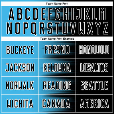 Custom Black Sky Blue-White Gradient Line Sublimation Soccer Uniform Jersey