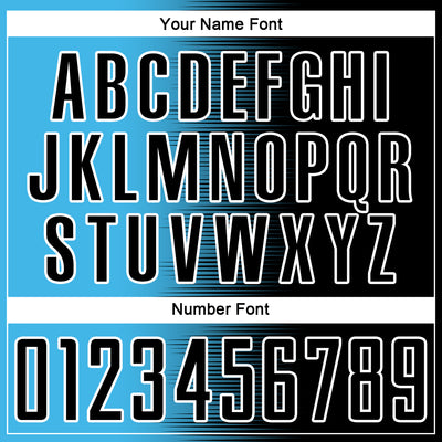 Custom Black Sky Blue-White Gradient Line Sublimation Soccer Uniform Jersey