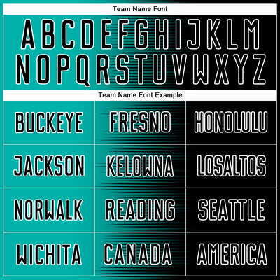 Custom Black Aqua-White Gradient Line Sublimation Soccer Uniform Jersey