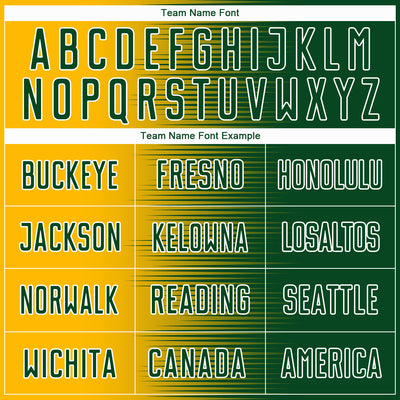 Custom Green Gold-White Gradient Line Sublimation Soccer Uniform Jersey