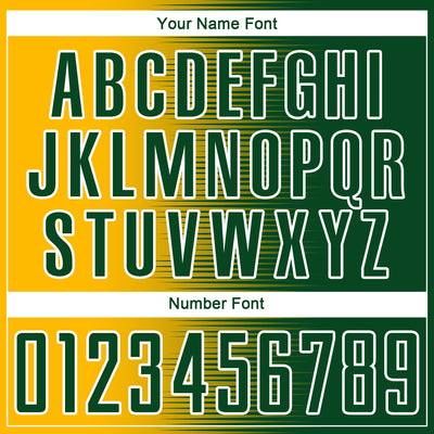 Custom Green Gold-White Gradient Line Sublimation Soccer Uniform Jersey