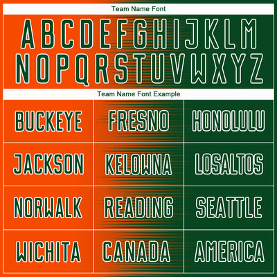 Custom Green Orange-White Gradient Line Sublimation Soccer Uniform Jersey