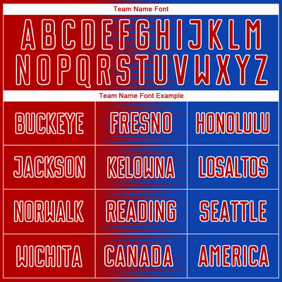 Custom Thunder Blue Red-White Gradient Line Sublimation Soccer Uniform Jersey