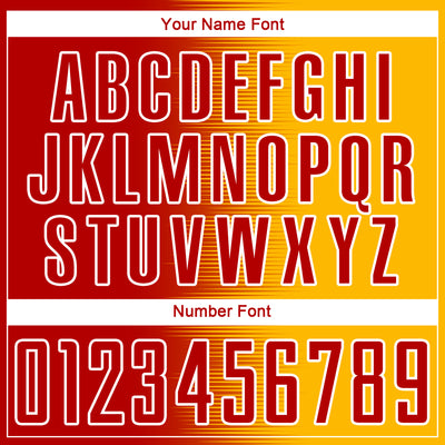 Custom Red Gold-White Gradient Line Sublimation Soccer Uniform Jersey