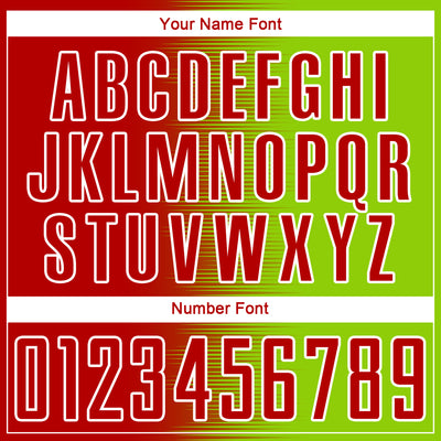 Custom Red Neon Green-White Gradient Line Sublimation Soccer Uniform Jersey