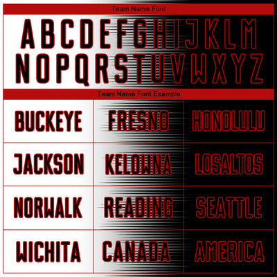 Custom Black White-Red Gradient Line Sublimation Soccer Uniform Jersey