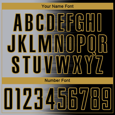 Custom Black Gray-Old Gold Gradient Line Sublimation Soccer Uniform Jersey