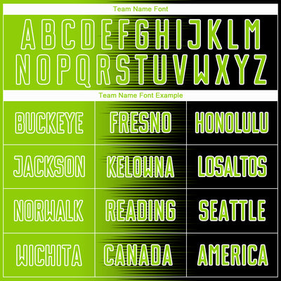 Custom Black Neon Green-White Gradient Line Sublimation Soccer Uniform Jersey