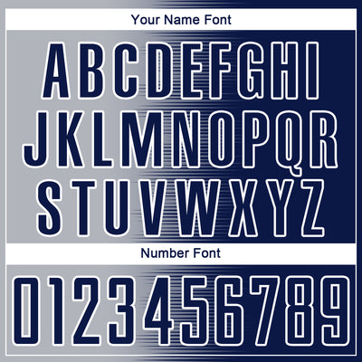 Custom Navy Gray-White Gradient Line Sublimation Soccer Uniform Jersey