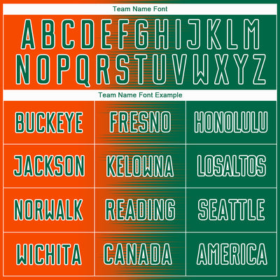 Custom Kelly Green Orange-White Gradient Line Sublimation Soccer Uniform Jersey