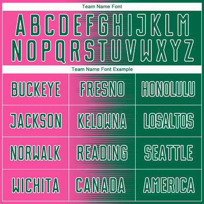 Custom Kelly Green Pink-White Gradient Line Sublimation Soccer Uniform Jersey