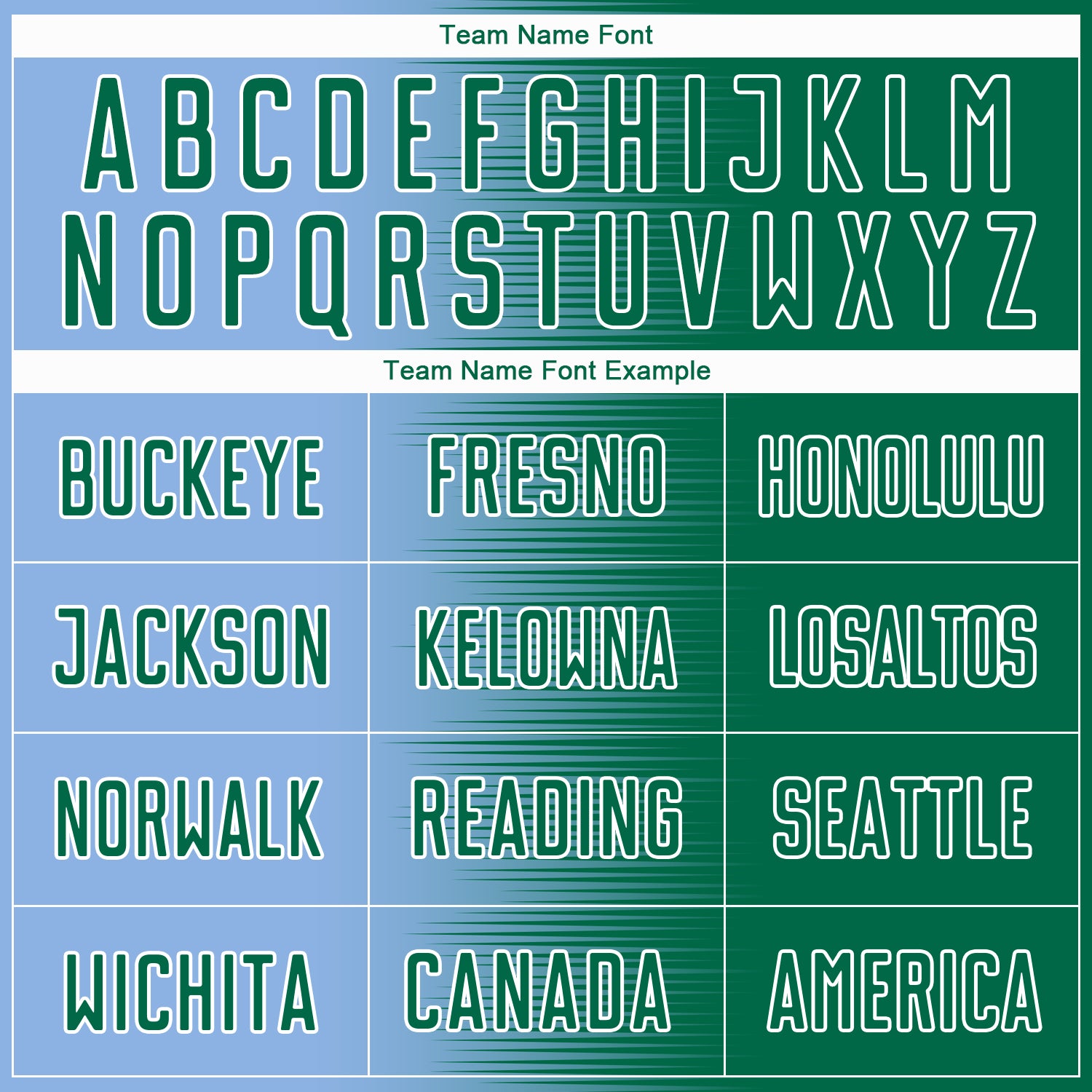 Custom Kelly Green Light Blue-White Gradient Line Sublimation Soccer Uniform Jersey