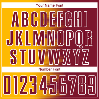 Custom Crimson Gold-White Gradient Line Sublimation Soccer Uniform Jersey