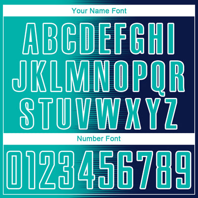 Custom Navy Aqua-White Gradient Line Sublimation Soccer Uniform Jersey