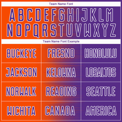 Custom Purple Orange-White Gradient Line Sublimation Soccer Uniform Jersey